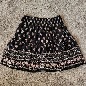 High Rise Black Patterned Skirt